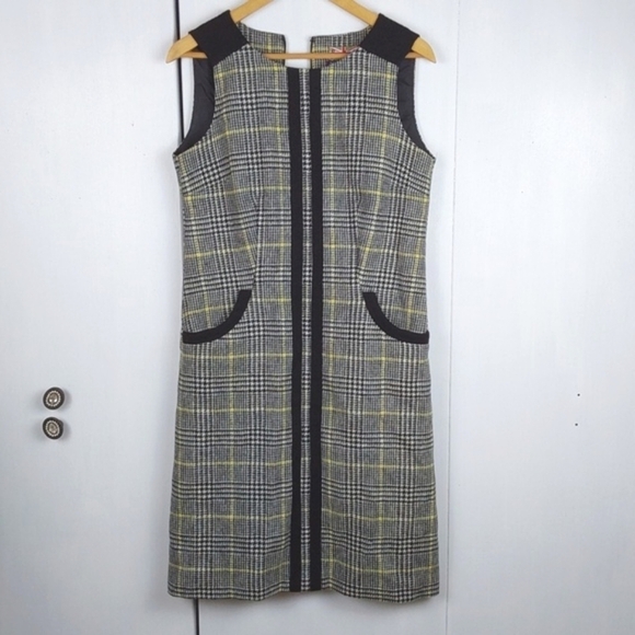 Boden Vintage British Tweed Plaid 100% Wool Dress Houndstooth Preppy  Sz.4 - Picture 1 of 8